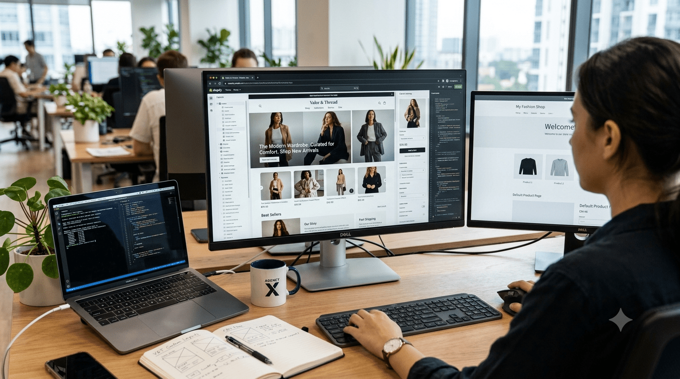 Custom Shopify store compared with a ready-made Shopify theme for eCommerce businesses.